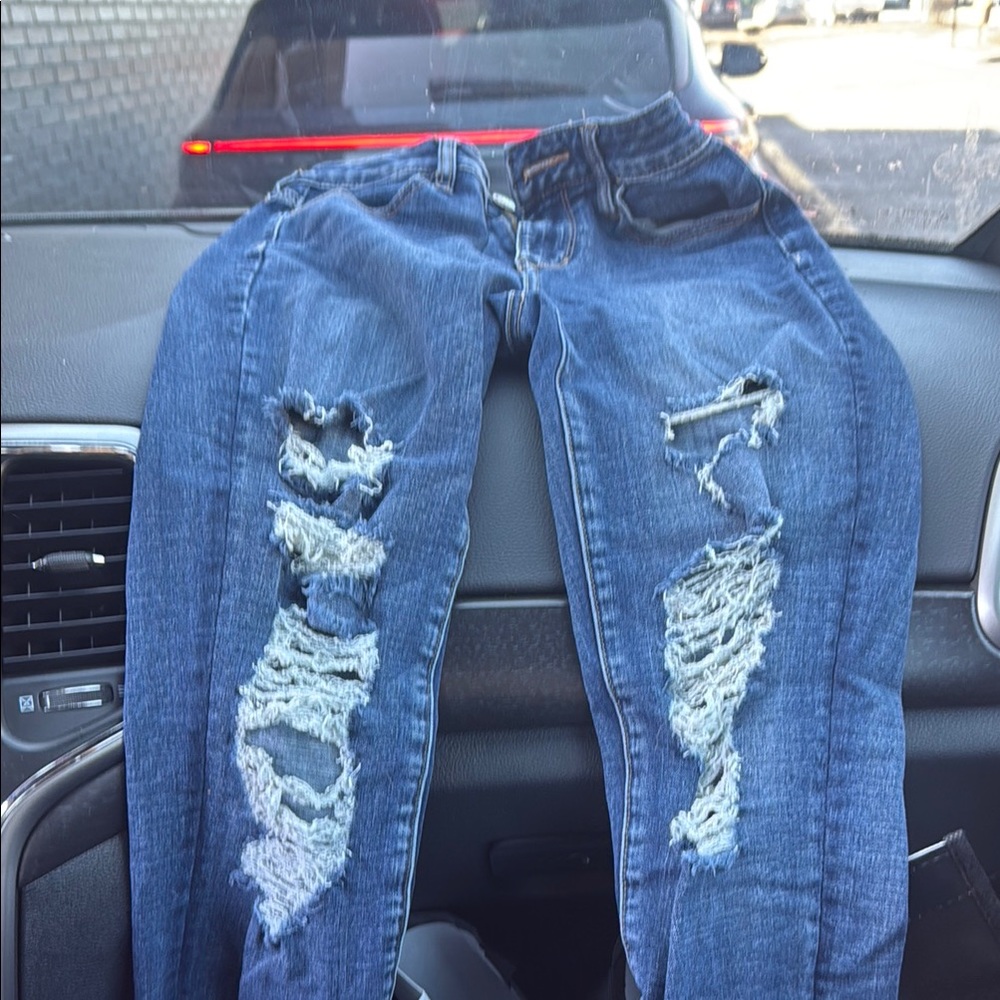 American Eagle Outfitters Blue Skinny Distressed Jeans